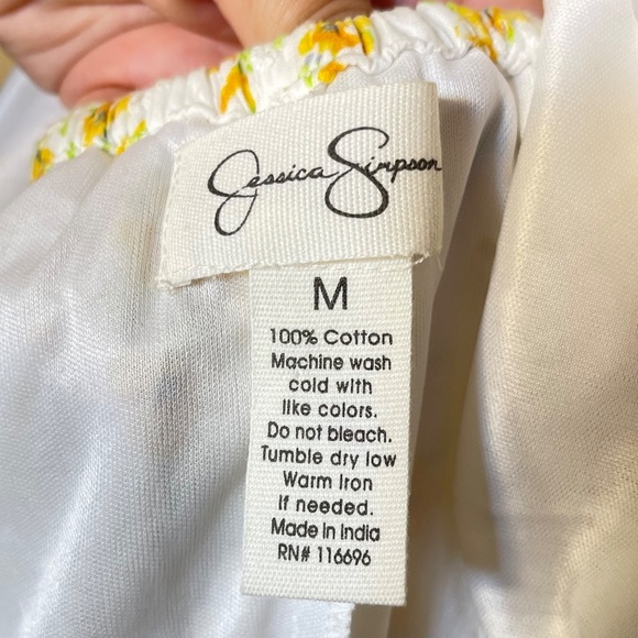 Cotton Flowy Dress Jessica Simpson White & Yellow Floral - Picture 4 of 8